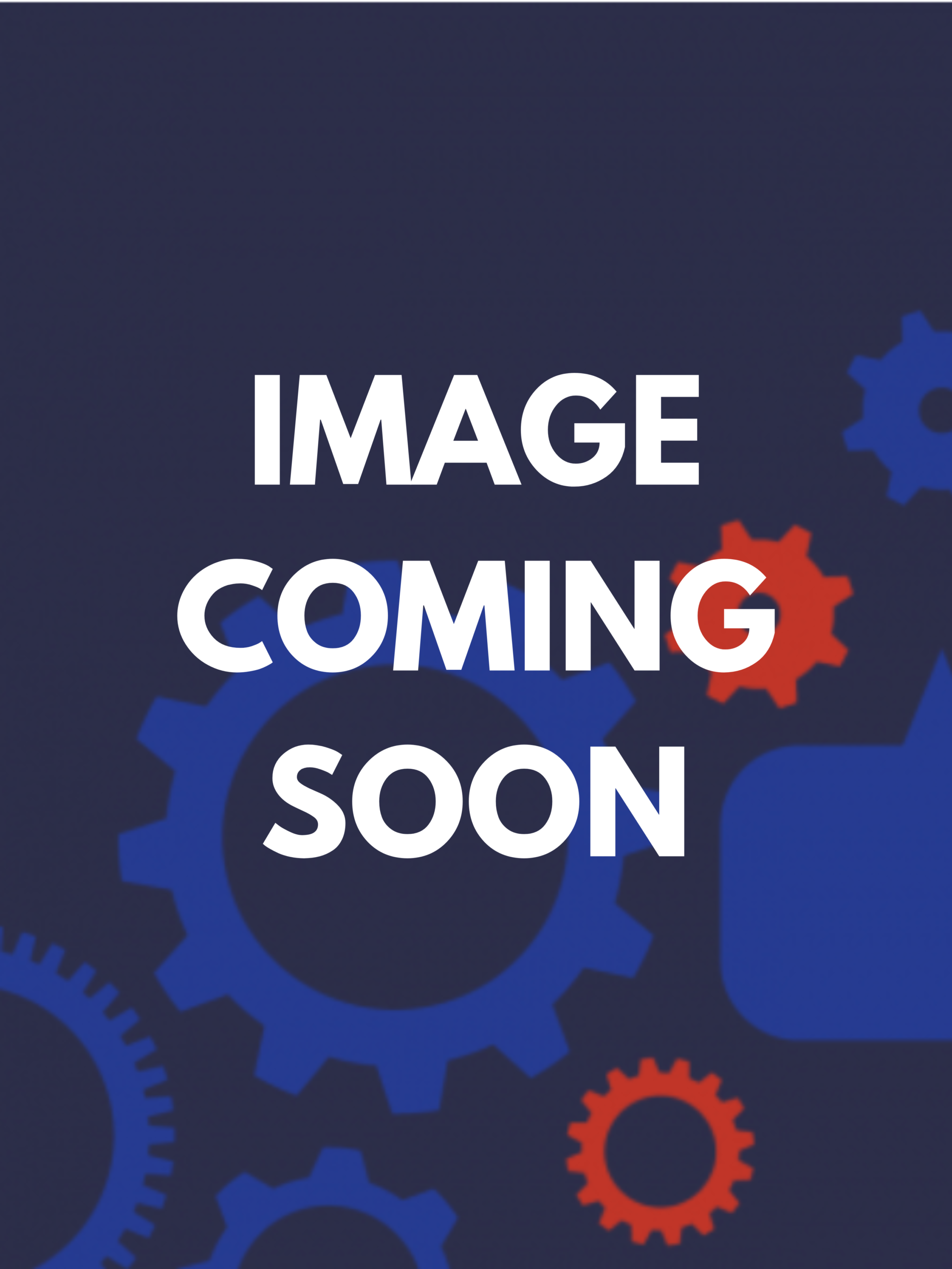 A blue and red background with gear illustrations. Text reads "Image coming soon".